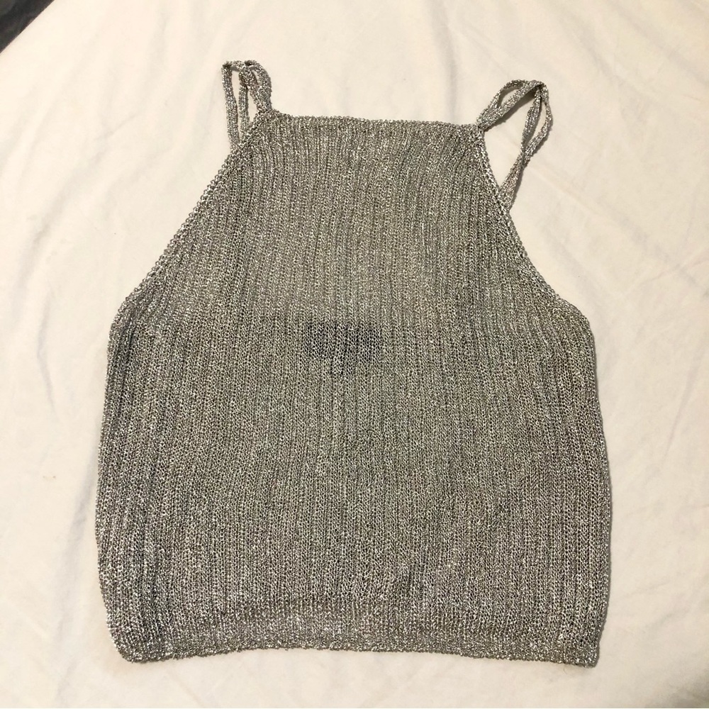 topshop metallic sparkly crop top size 4